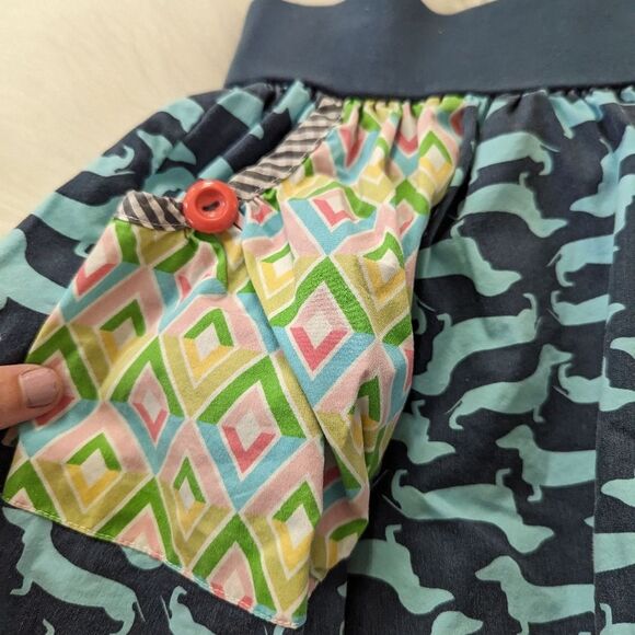 MATILDA JANE It's A Wonderful Parade Dog Days Aqua Circle Skirt Pockets 8y - Picture 5 of 9
